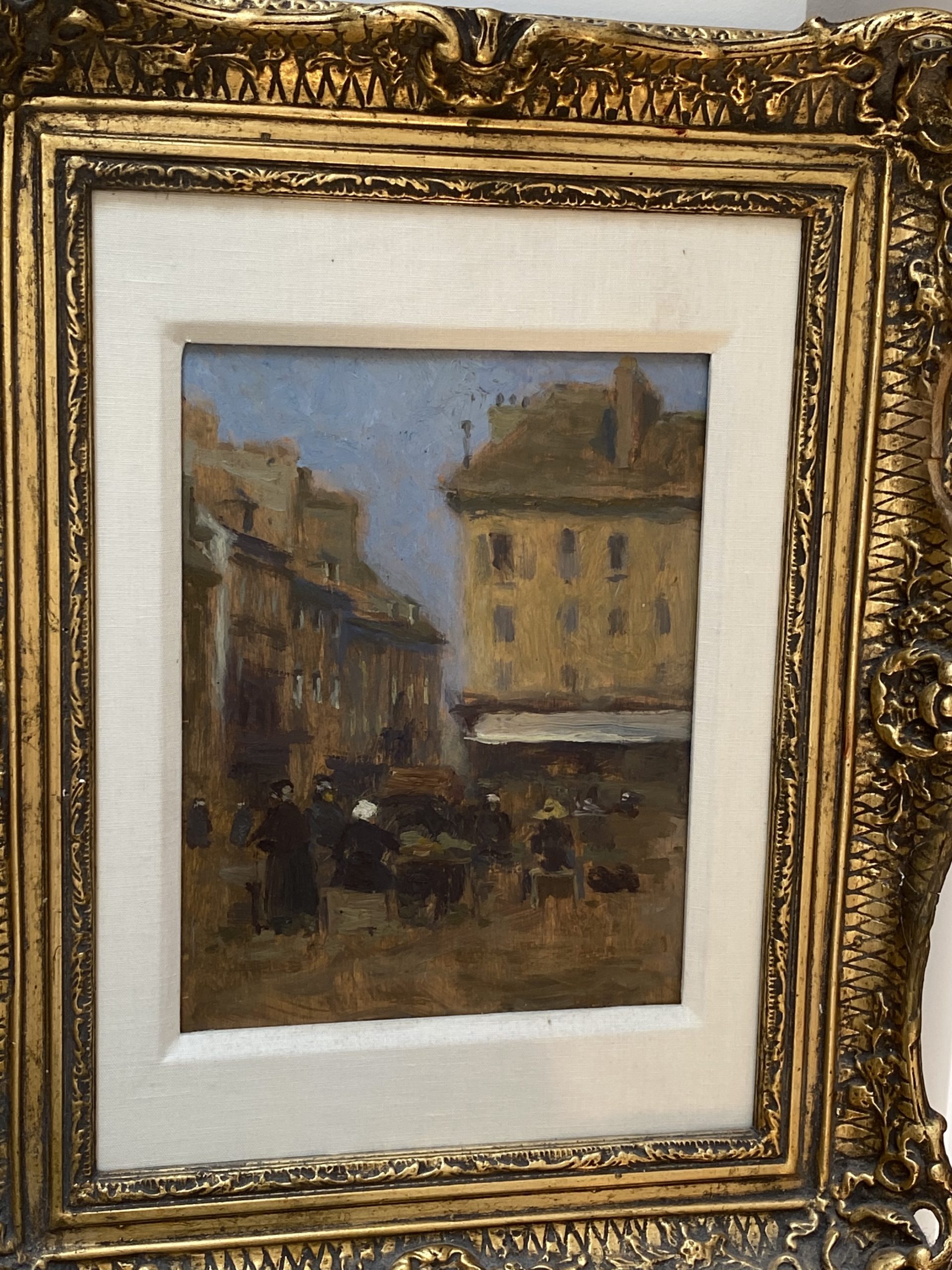 Cherbourg Market Figures in a Square, Canadian painting - Old Master ...